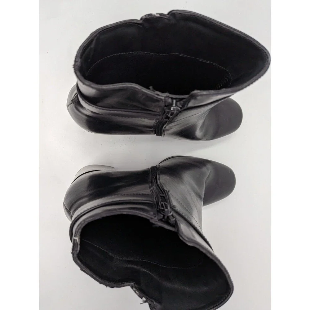 The Limited Gildey Black Leather Snake Trim Ankle Boots Women's 11  Block Heel